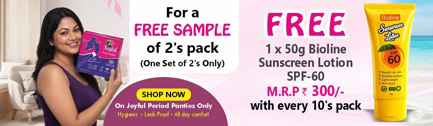 Joyful Period Panties (10 Pc), BUY 1 and GET 1 Bioline Sunscreen Lotion 60 SPF_50g FREE