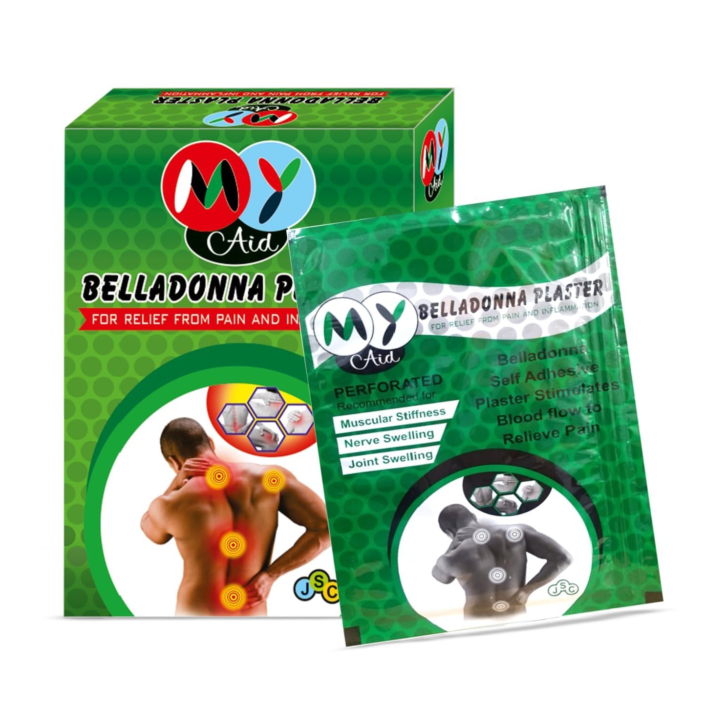 MyAid Pain Relief Belladonna Plaster For Instant Relief from Muscular Pain & Joint Paint - 20 Piece (Pack of 1)