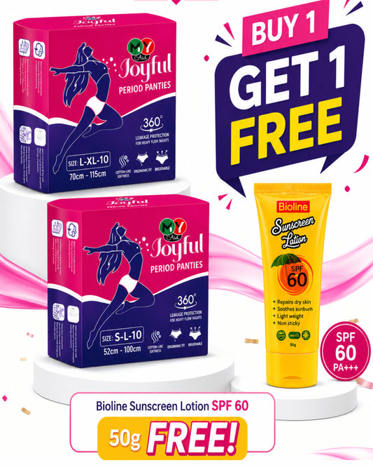 MyAid Joyful  Period Panties_ 10's Pcs BUY 1 & GET 1 Bioline Sunscreen Lotion 60 SPF_50g FREE