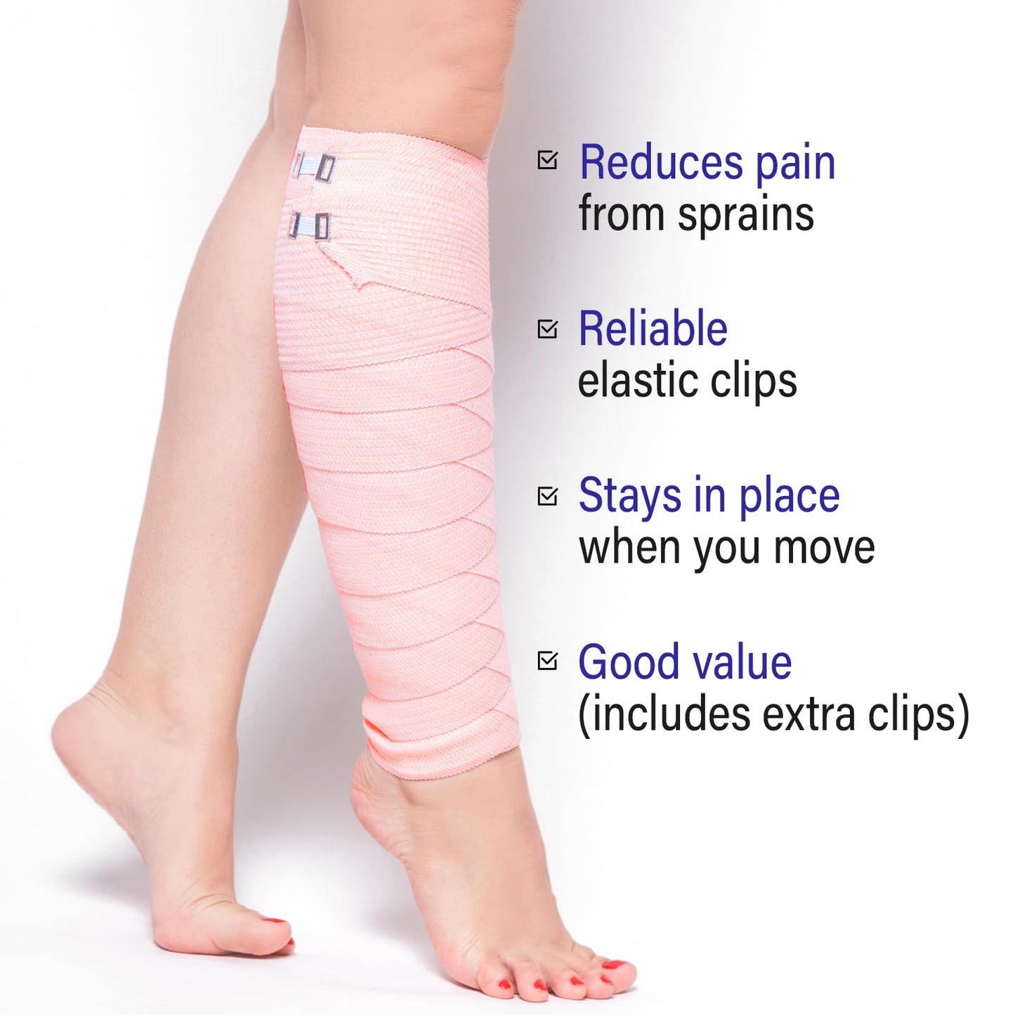 MY AID Pain Relieve Cotton Crepe Bandage With Fast Edge For Sports Injury, Knee & Wrist, Ankle Sprains & Swelling - (8 x 4 cm) Pack of 1