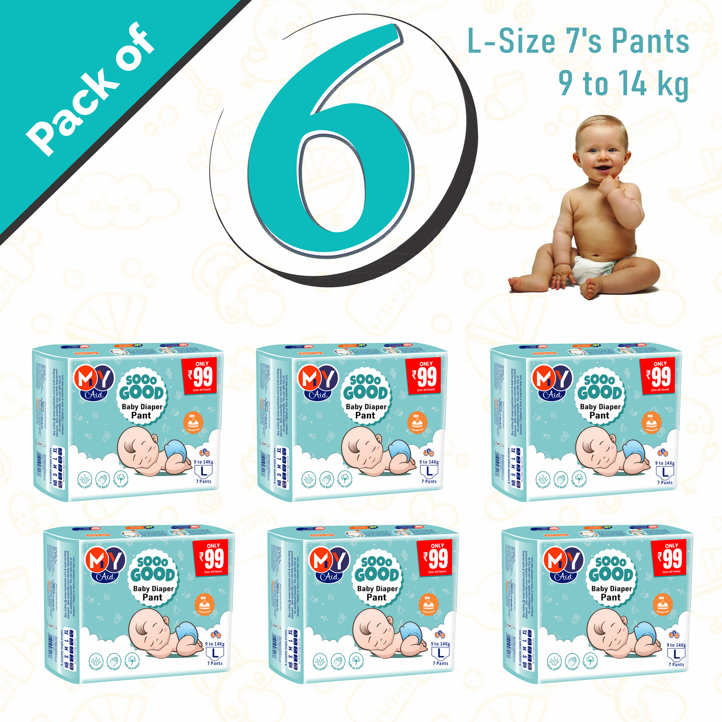 MyAid Sooo Good Baby Diaper Pant _ Mega Jumbo Packs _Rs. 999/- Only