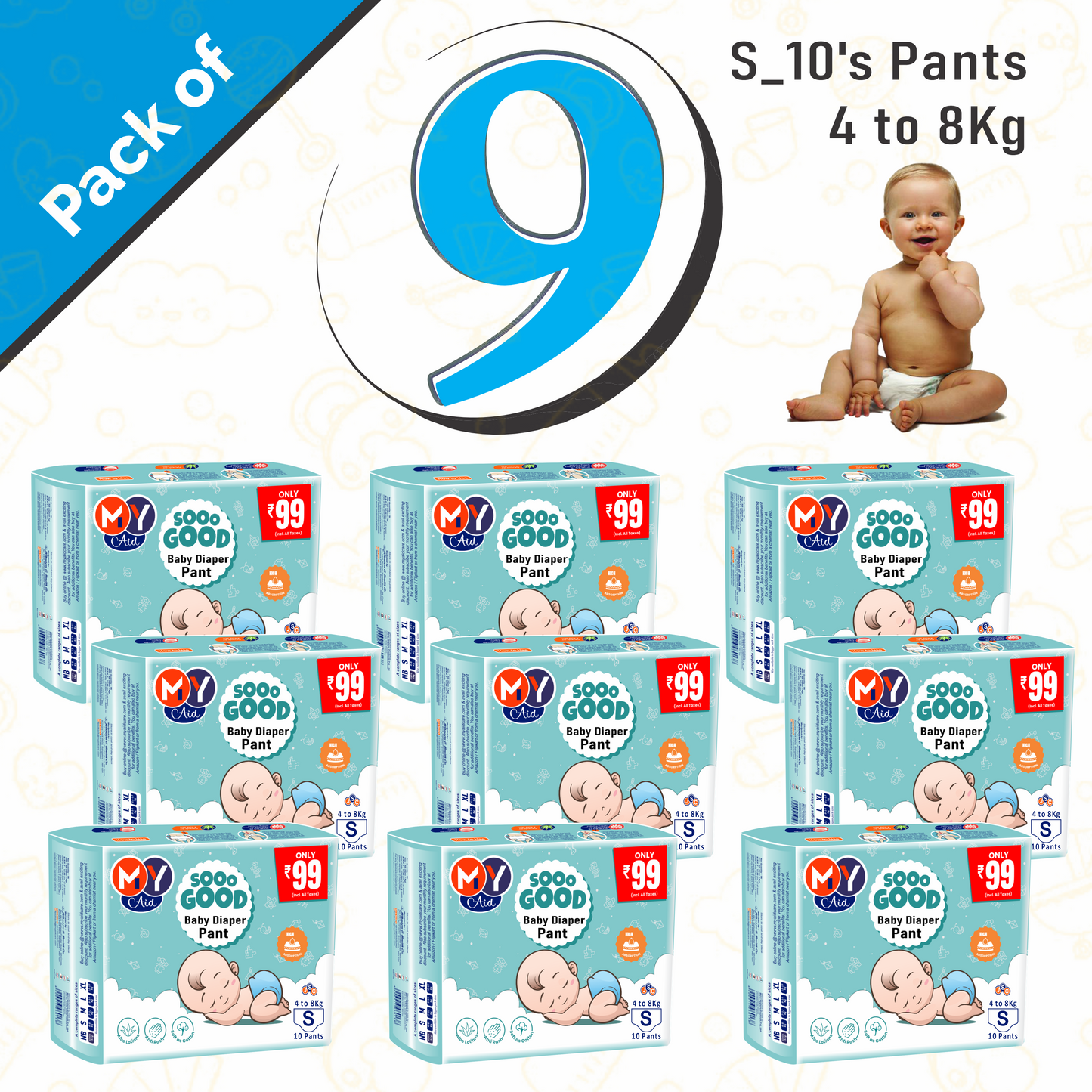MyAid Sooo Good Baby Diaper Pant _ Mega Jumbo Packs _Rs. 999/- Only