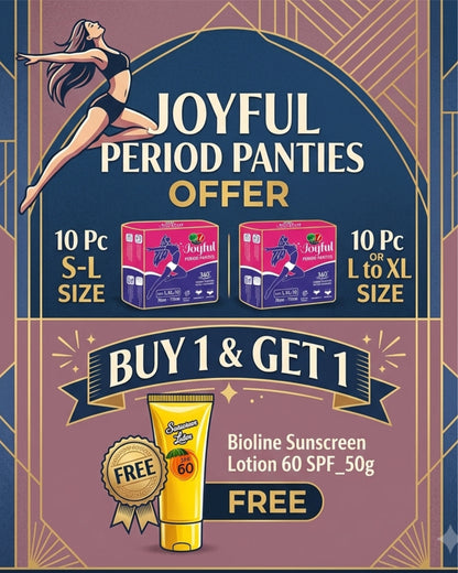 MyAid Joyful  Period Panties_ 10's Pcs BUY 1 & GET 1 Bioline Sunscreen Lotion 60 SPF_50g FREE